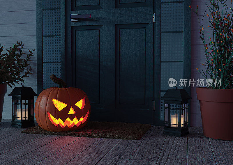 Jack o' Lantern在门前